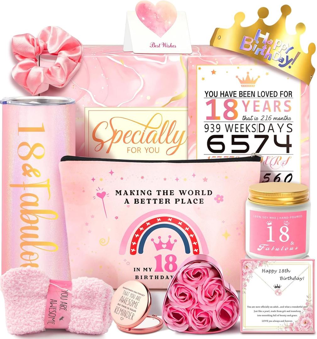 18th Birthday Gifts for Girls 18 Year Old Girl Birthday Gifts, Unique 18th Birthday Gifts for Daughter, Niece, Granddaughter, Girlfirend, Her, 18 & Fabulous Cool 18 Decorations