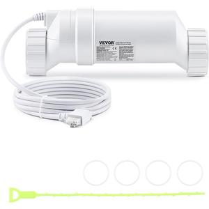 VEVOR Salt Water Chlorinator System, Pool Chlorination Cell Fits for Hayward W3T-Cell-15 (T15), Pool Cell Salt Water System for In-Ground Swimming Pools up to 40,000 Gallons, 15 ft Power Line, White