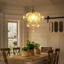 Dining Room Chandelier, Modern Brushed Gold Pendant Light for Foyer Bedroom | Bubble Ceiling Light Chandelier Vintage Hanging Light Fixtures with 10 Swirled Glass Globe Kitchen, Include E26 Bulb