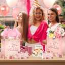 Floral 16th Birthday Gift Bag with 16th Birthday Wrapping Paper and Greeting Card Pink Flower 16 Treat Candy Goodies Paper Bag with Handle for Girls Happy 16 Bday Decorations Party Favor Supplies