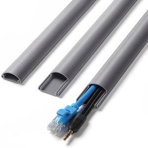 ZhiYo Cord Covers for Wires on Wall, 39in(3 x L13in) Cable Hider for Hiding 1-2 Cables, PVC Wire Covers for Cords on Wall Mount TV in Home or Office, Grey W1in x H0.41in