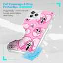 Cute Skull Skeleton Clear Case Compatible with iPhone 16 Pro, Horror Unique Pink Halloween Ghost Pattern Design Case for Teens Men and Women