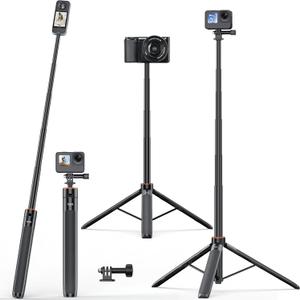 VRIG 54" Extendable Camera Tripod for Insta360 X5 X4 X3 X2, Action Camera Selfie Stick Tripods with 1/4" Screw, GoPro Tripod Stand for GoPro Hero 13 12/DJI Osmo Action 5Pro/Insta360 Ace Pro