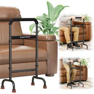 Lightweight Stand Assist & Mobility Aid Cane - Wide 19.6" Iron Base, Adjustable Height 29.7"-39.7", Portable Support for Chair, Bed, Toilet, 450lb Capacity