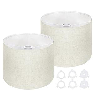 OTTOSEA White Drum Lampshade 13''Top X 13'' Bottom X 10'' High, for Table, Floor & Bedside Lamps Natural Linen Hand Crafted, Easy Assembly Required，Lnclude E26-E14-11mm Adapter Ring