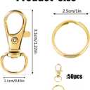 100PCS Gold Swivel Clasps Lanyard Snap Hooks with Key Rings, Key Chain Clip Hooks Lobster Claw Clasps for Keychains Jewelry DIY Crafts