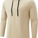 KLIEGOU Mens 100 Cotton Hipster Hip Hop Longline Hoodie T-Shirt Pre - Shrunk S-XXXL (Large, 07 Beige)