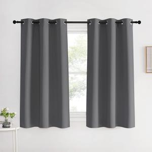 NICETOWN Grey Blackout Curtain Panels for Bedroom, 2 Panels, W42 x L60 inches, Grey, Thermal Insulated Grommet Top Blackout Draperies and Drapes