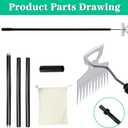 2-in-1 Weed Puller Rake Hand Weeder Garden Tools,New 11 Teeth Uprooting Weeding Tool with Adjustable Long Handle,Manganese Steel Weed Remover Tool for Garden,Lawn Weeding and Loosening SoilBlack