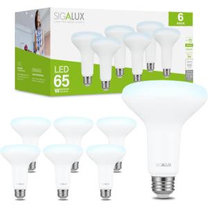 Sigalux LED Flood Lights Indoor, BR30 LED Bulb 65W Equivalent, Dimmable Recessed Light Bulb 650LM 5000K Daylight Can Light Bulbs, E26 Base Bulged Bulbs UL Listed, 6 Pack