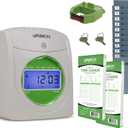 uPunch HN1500 Starter Time Clock Bundle for Small Business: Employee Punch Clock System with 100 Time Cards, Card Rack, and Ribbon