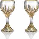 MAGCOLOR Hand Painted Gold Wine Glass Crystal Cup Set of 2, Wine Glass Tumbler-7.3 inch tall-Classic Durable Red/ White Wine Glasses For Party