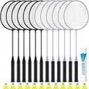 Badminton Rackets Set, 12 Racquets, 12 Birdies