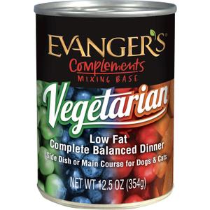 Evanger's Complements Vegetarian Dinner 12 Count, 12.5 oz Each Grain-Free Plant-Based Food for Dogs & Cats Balanced Mixing Base with Vegetables & Fruits (BBD DEC 2028)