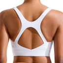 RUNNING GIRL High Impact Sports Bras for Women, High Support Running Strappy Women's Sports Bra with Sewn in Pads (White, XL)