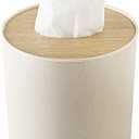 Zimon Toilet Paper Roll Dispenser with Bamboo Lid, Decorative Round Paper Holder, Bathroom Tissue Box Cover