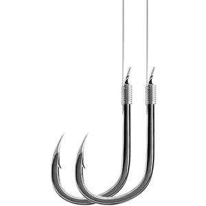 AMHDV Pre Tied Fishing Hooks on Line, Small Fish Hook with Leaders (Pack of 20) (10# (3.3-6.6lb), Black)