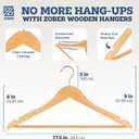 ZOBER High-Grade Wooden Hangers - Heavy Duty, Non Slip Wood Hangers for Coats, Jackets, Suits, & Pants - Clothes Hangers for Closet W/Bar and Notches 20 Pack