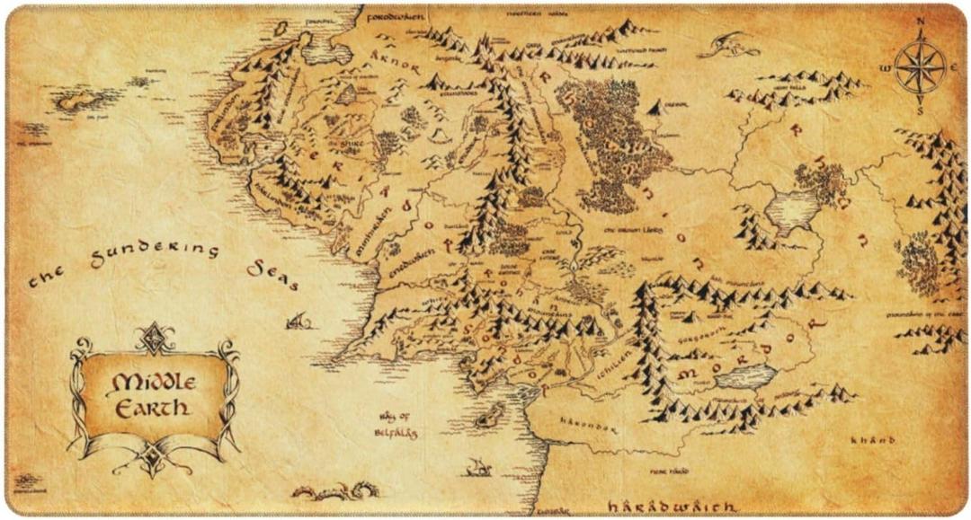 MTG Playmat TCG Playmat Board Game Card Game Trading Card Game Play mat Desk pad Original Hand-Painted Stitched Edges Smooth Surface Rubber Base Aged Map 23.5x13.7in
