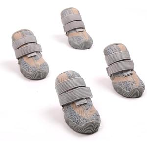 Dog Shoes for Large Dogs,Dog paw Protectors, for hot pavements in Summer, Snowy Days in Winter, Outdoor Walking, and Indoor Hard Floors, Woven Breathable Upper, Light Gray, Size 3:Width 2"