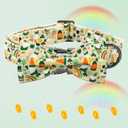 Elegant little tail St. Patrick's Dog Collar, Green Clover Print Sturdy Soft Dog Collars Pet Gift Puppy Bowtie Adjustable Pet Collars for Small Dogs (Small (Pack of 1), A: Gold Lucky)