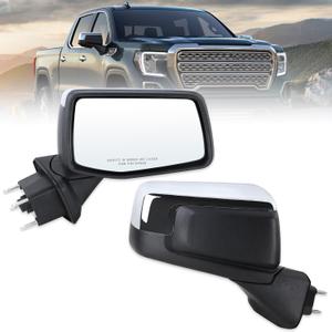 Right Passenger Side Mirror Compatible With 2019-2026 GMC Sierra 1500 With Manual Folding Power Glass Heated Temperature Sensor Chrome Replace#84732162,84309732(7Pins)