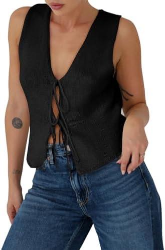 Yousify Womens Sweater Vests Tie Front Knit Vest Summer Ribbed Tank Tops Y2k Cute Vests Fashion Casual Sleeveless Tops Medium Yousify Womens Sweater Vests Tie Front Knit Vest Summer Ribbed Tank Tops Y2k Cute Vests Fashion Casual Sleeveless Tops Medium