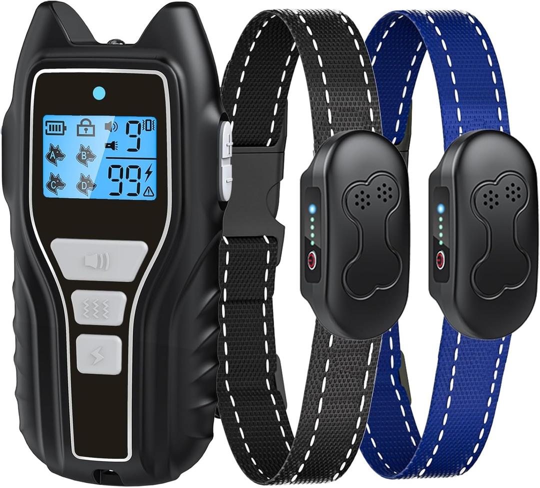 Shock Collar for Dogs 2 Dogs (15-120lbs) 2000FT Dog Shock Collar with Remote Control Waterproof Dog Training Collar with Remote 4 Safe Modes Rechargeable Lock Flash Light for All Breeds - Gray