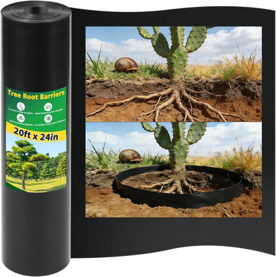 West Bay 20ft x 24in x 60mil Tree Root Barrier, Heavy-Duty Bamboo Root Barrier Weed Blocker for Landscape Tree Ring Edging Garden Borders Driveway and Sidewalk Protection Roads