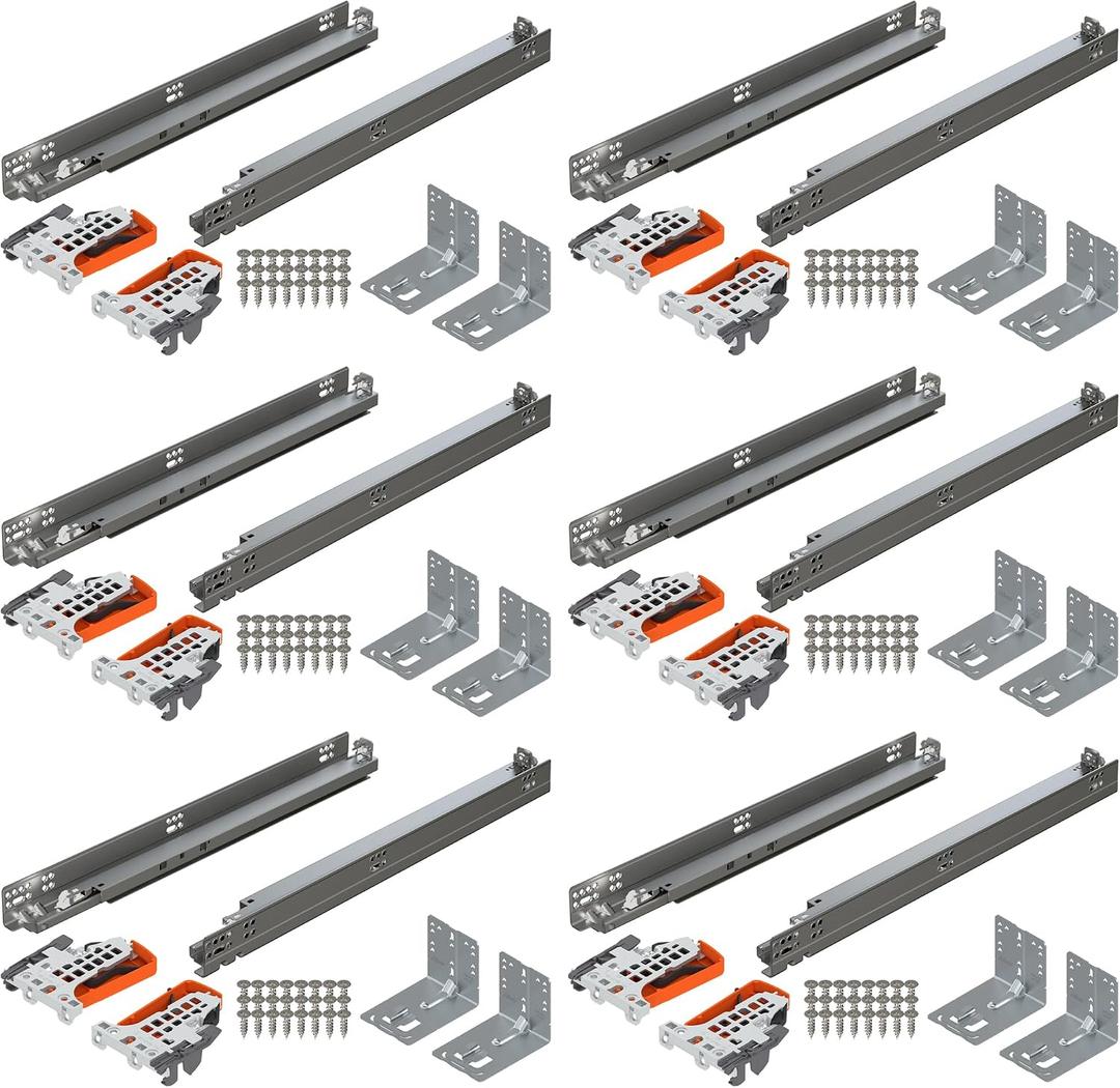 Blum TANDEM plus BLUMOTION Concealed Undermount Drawer Slides (Runners) Kit, 21-Inch, Full Extension, Soft-Close, Steel, 100 lb. Load Capacity for Wood Drawers (6 Kits)