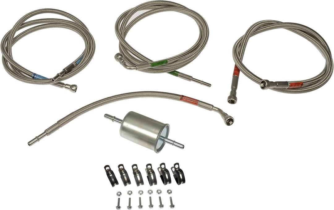 Dorman 819-820 Front Flexible Stainless Steel Braided Fuel Line Compatible with Select Cadillac/Chevrolet/GMC Models (OE FIX)