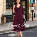 Bbonlinedress Midi Cocktail Dress Formal Wedding Guest 3/4 Sleeve Church V-Neck Work A-Line Swing Tea Party Dress (Burgundy)