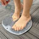 Shower Foot Scrubber Mat Back Washer Exfoliating Bath Wash Pad Wall Mounted Slip Suction Cups for Use in Cleaner Men and Women, Gray