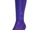 Allegra K Women's Sparkle Glitter Pointy Toe Stiletto Heel Knee High Boots, Purple, Size 10