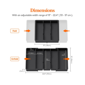 Expandable Kitchen Drawer Organizer - Multipurpose Black Cutlery and Utensil Organizer for Knives, Forks and More