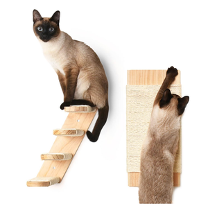 Chasing Tails Cat Wall Shelves - Four Step Cat Shelf with Scratch Board, Cat Shelves and Perches for Wall, Sturdy Cat Wall Furniture for Indoor Cats, Cat Climbing Shelves, Cat Steps Wall Mounted