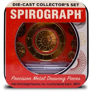 Spirograph Die-Cast Collectors Set  Special Edition, Arts and Crafts, Kids Toys, Art Supplies, Craft Supplies, Drawing Kit, Spiral Art, Metal Gear Design Kit, Pens, Design Sheet Included, Ages 8+