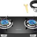 2 Burner Propane Stove 27,200 BTU High-Efficiency Tempered Glass Auto-Ignition Gas Burner Stove Top with CSA Hose for Outdoor RV Camping Emergency Cooking (Black)