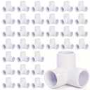 Covzoe 32 Pack 1/2 Inch 3 Way PVC Fittings, Furniture Grade Elbow Pipe Connectors, Heavy Duty Pipe Corner Fittings DIY Shelf Garden Support Structure Storage Frame for Building, Greenhouse Shed, White