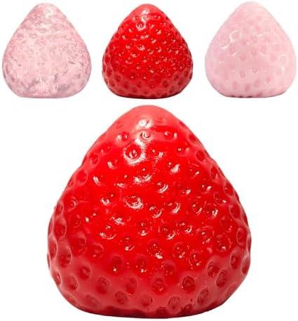 2Pcs Big Squishies Strawberry,Cute Strawberry Squeeze Toys, Kawaii Sticky Stress Toys, Clear Fidget Toys,Gifts & Ideal Desk Accessories for Kids and Adults