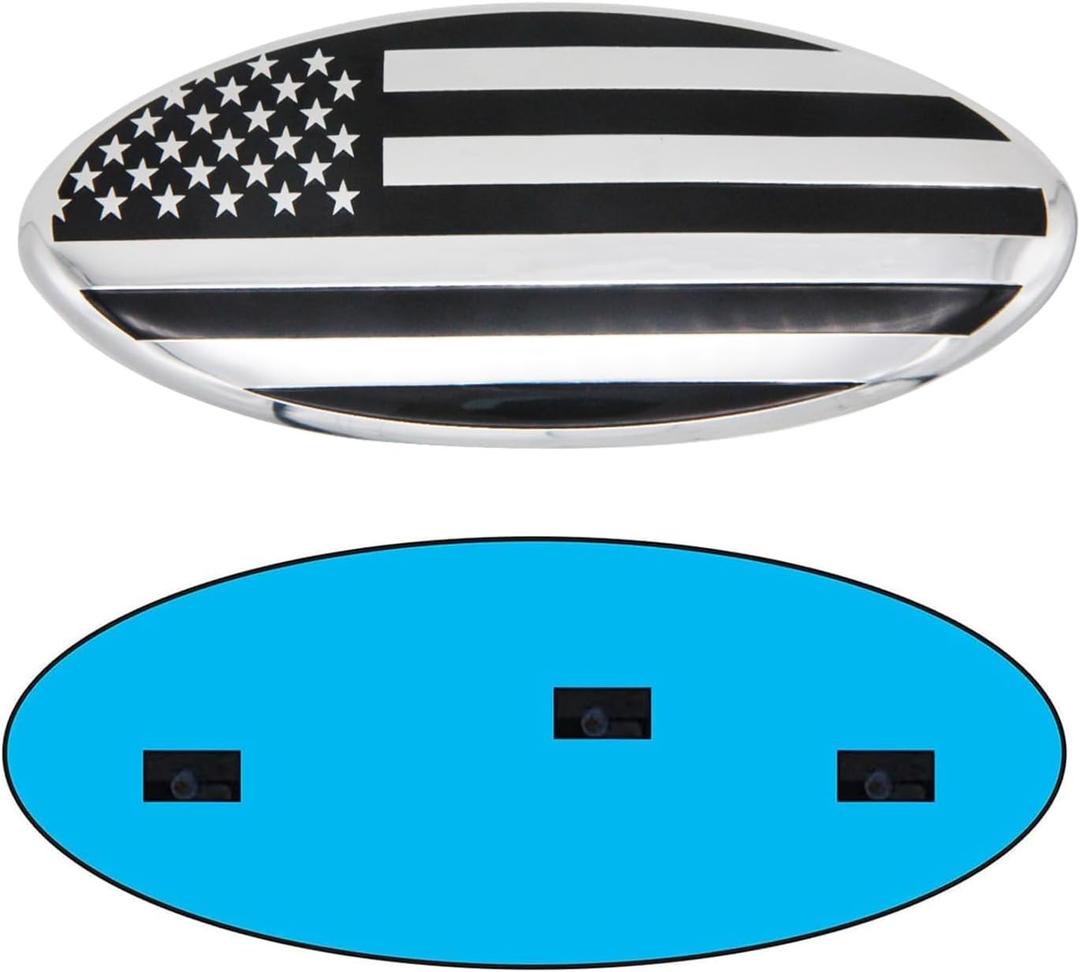 9inch Emblem for Ford, American Flag F150 Emblem Ford Front Grille Tailgate Emblem Oval 9"X3.5" Fits for 04-14 F250 F350, 11-14 Edge, 11-16 Explorer, 06-11 Ranger (Silver)