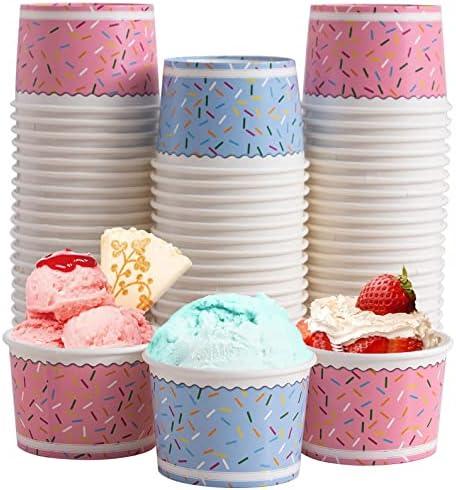 Lamosi Ice Cream Bowls Disposable - 100 Count - 11 oz Paper Ice Cream Sundae Cups, Party Supplies Food Containers for Dessert Snack Frozen Yogurt Soup
