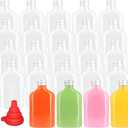 zmybcpack 24 Pack 8oz Plastic Juice Bottles with Caps, Flat Juice Bottles Beverage Containers Plastic Flask Bottles for Drinks,Juicing,Beverage