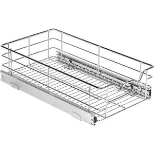 HOLDN’ STORAGE Heavy-Duty Premium Collection Pull Out Cabinet Organizer - Pantry Drawer Slide Out Caddy Basket Size 8" W x 10" D x 3" H, Anti-Rust Chrome Finish