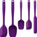 HOTEC 600 Heat Resistant BPA-Free Silicone Rubber Spatula Set for Baking, Cooking, and Mixing Non Stick Dishwasher Safe, Purple Set of 5