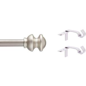 Kenney KN71716 Kendall Curtain Rod and Kenney Fast Fit Curtain Rod Brackets, Brushed Nickel