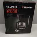 Mueller 12-Cup Drip Coffee Maker - Borosilicate Carafe, Auto-Off, Reusable Filter, Anti-Drip, Keep-Warm Function, Clear Water Level Window Coffee Machine, Kitchen Essentials & Accessories (Black)