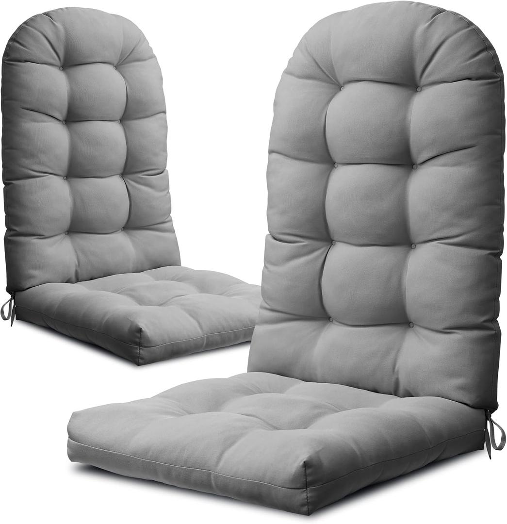 YEFU Adirondack Chair Cushion, Rocking Chair Cushions high Back, Thickened Patio Chair pad for Indoor and Outdoor, 49x20x5 inch, Gray, 2-Pack (2-Piece Adirondack Chair Cushion)