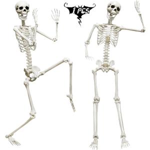 5.9FT/185cm Skeleton Halloween Full Size, Life Size Skeleton with Posable Joints Glowing Eyes Skeleton for Halloween Party Outdoor Haunted House Decor