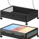 Under Bed Storage with Wheels - 2 Pack Under Bed Storage Containers, Rolling Underbed Organizer Drawer Bins with Visible Lid for Clothes, Shoes, Toys, Books, Blankets (24.4 x 16.5 x 7.3 in)